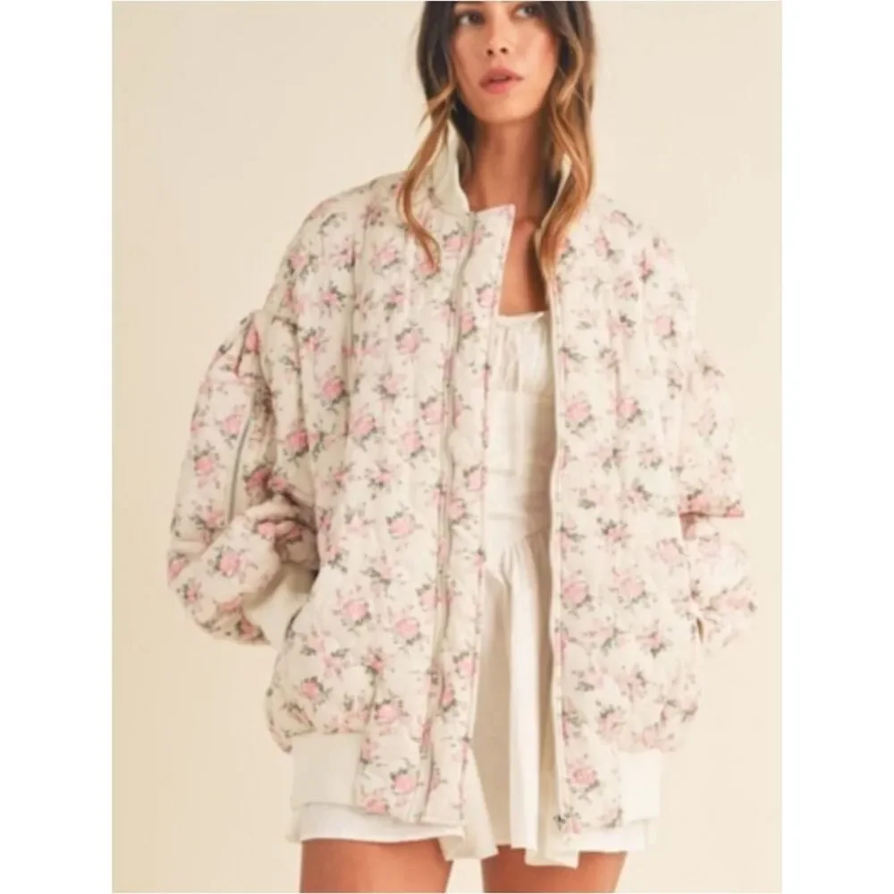 MABLE MALLORY OVERSIZED
BOMBER JACKET Floral M NWOT - Picture 1 of 6